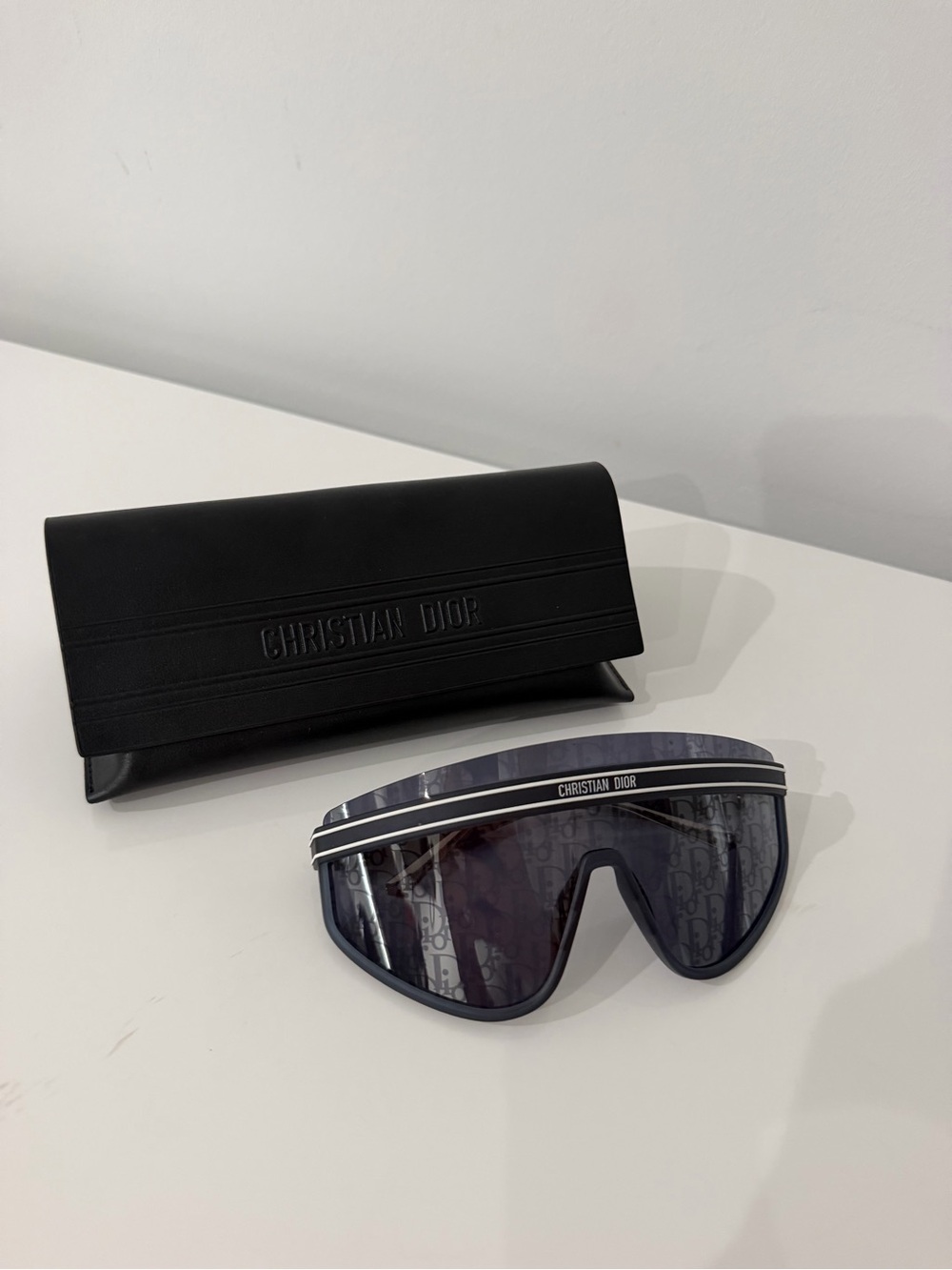 Dior Oversized Shield Sunglasses in Dark Gray/Black - Picture 2 of 3